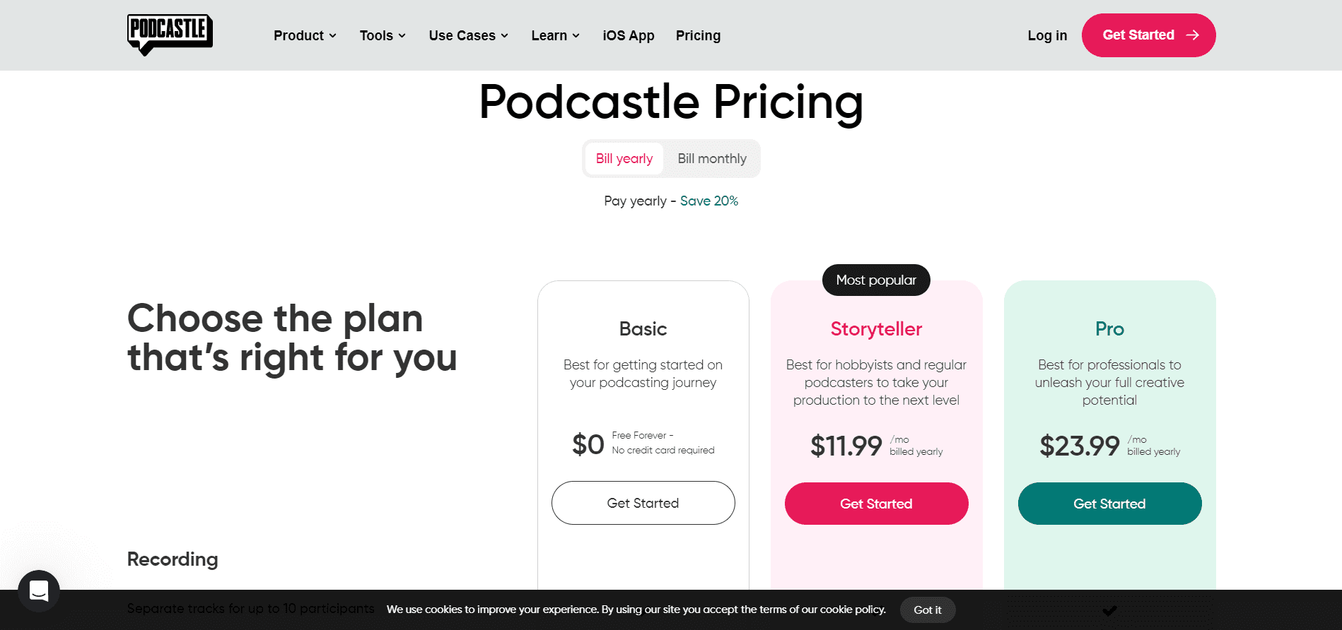 podcastle pricing
