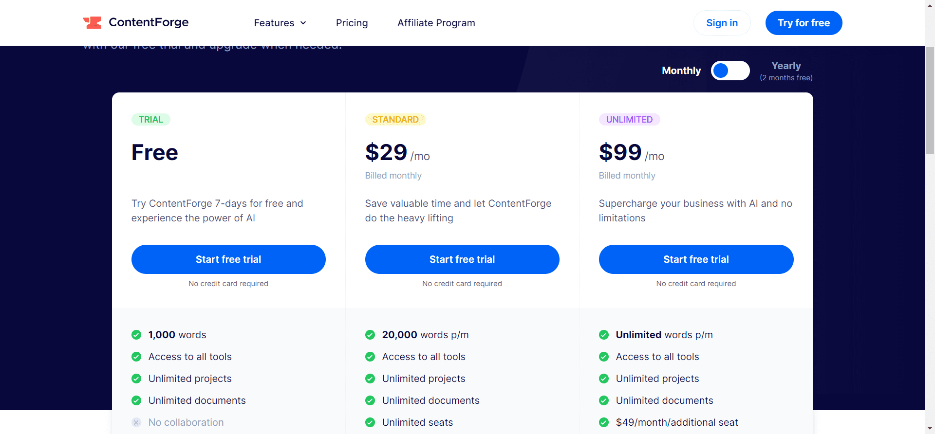 content forge pricing